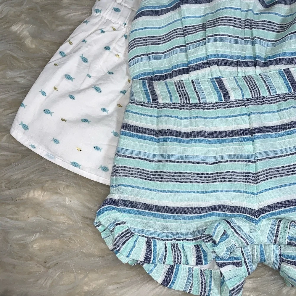 Cynthia Rowley Baby Girls 2-Pack Cotton Halter Rompers | 12M | NWT